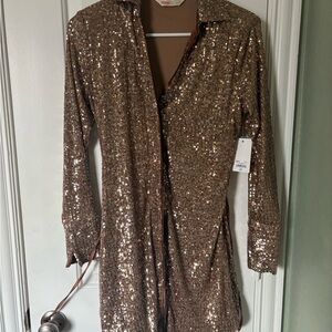 Intempo Shimmering Gold Sequin Dress